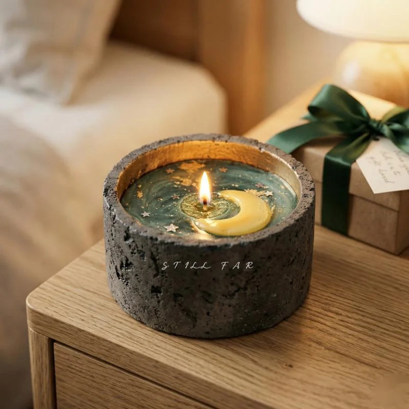 Hand Poured Vanilla Moon Candle: Soy Wax Home Decor Gift